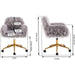 Gray Faux Fur Swivel Chair for Home Office