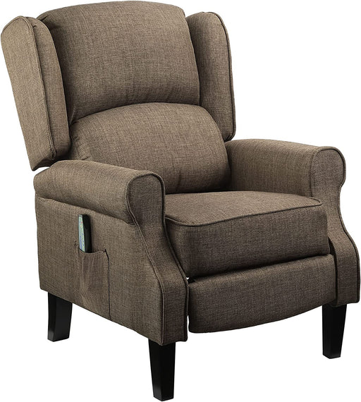 Brown Wingback Recliner with Massage & Heat