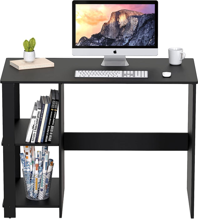 Black Desk with Shelves for Home Office