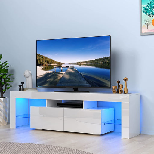 Modern LED TV Stand with RGB Lights and Storage