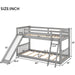 Grey Low Twin Bunk Bed with Slide and Ladder