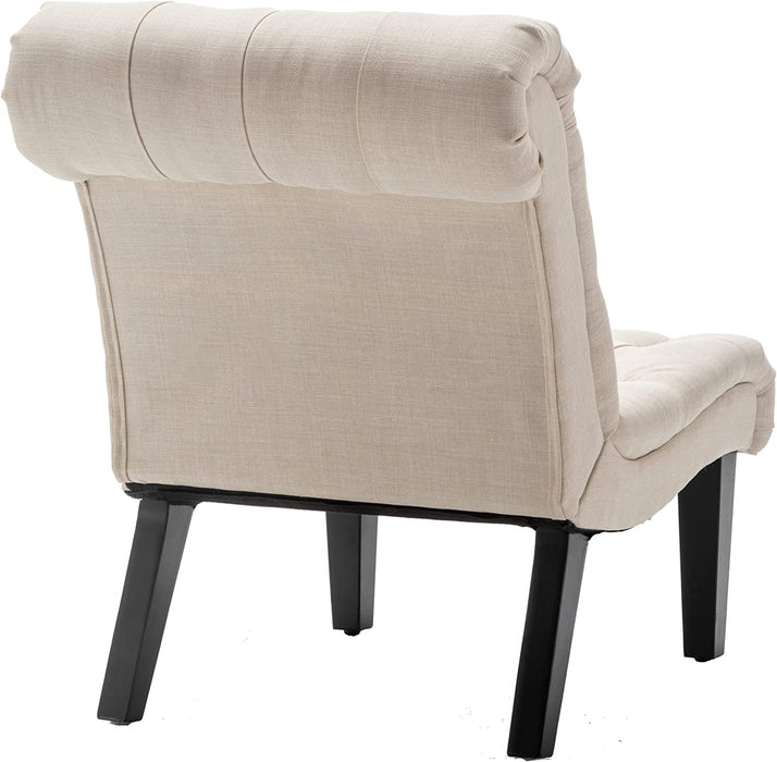 Stylish Cream Accent Chair with Wood Legs