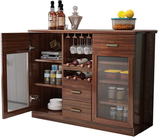 Wooden Sideboard Wine Cabinet Buffet Table with Open Shelf