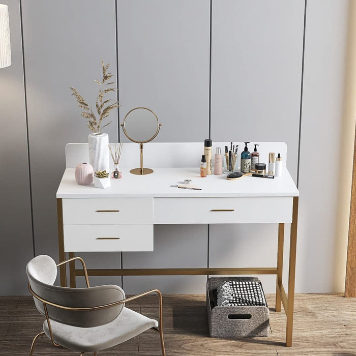 White Makeup Vanity Desk with 3 Drawers and Storage