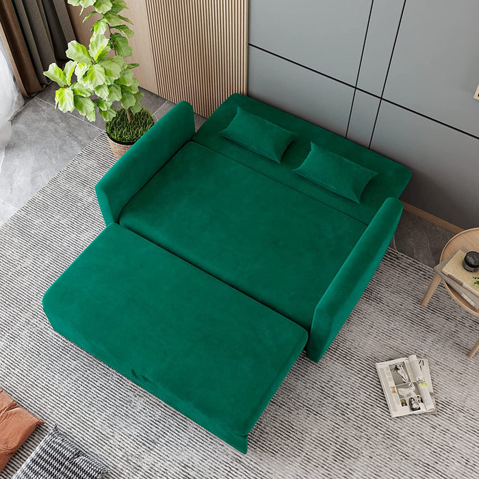Modern Velvet Sofa Bed with Pull-Out Lounge