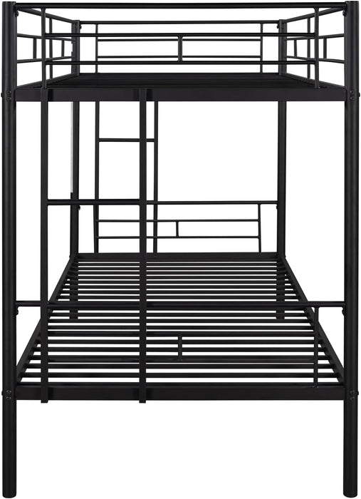 Heavy Duty Twin Size Metal Bunk Bed with Guardrail & Ladders