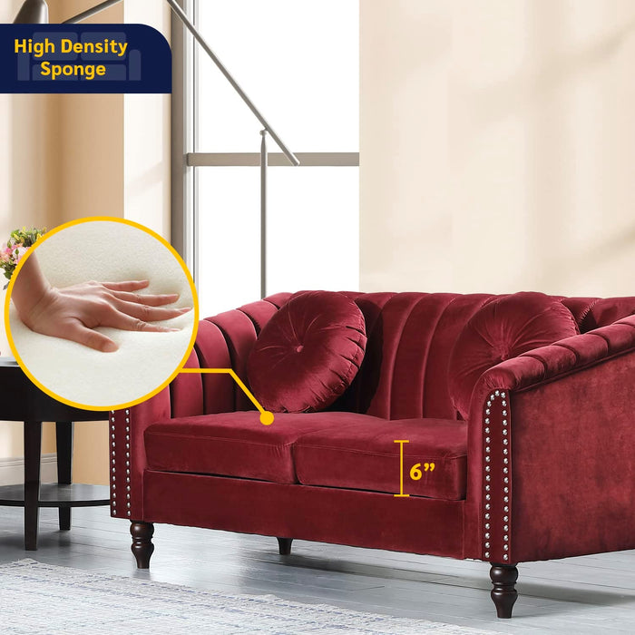 Burgundy Living Room Sectional Set