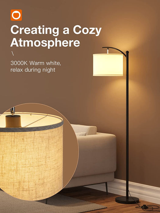 Floor Lamp with 3CCT LED Bulb and Beige Linen Shade