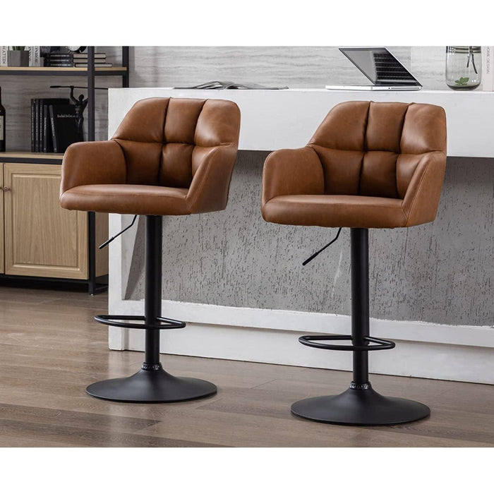 Modern Swivel Bar Stools Leather with Back and Arms