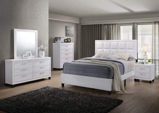 Contemporary Styling White 5Pc Queen Bedroom Set