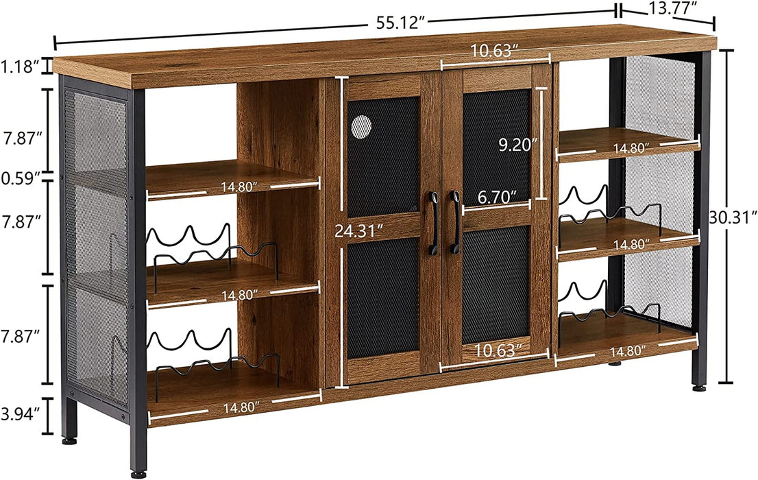 Wine Bar Cabinet with Wine Rack & Cupboard