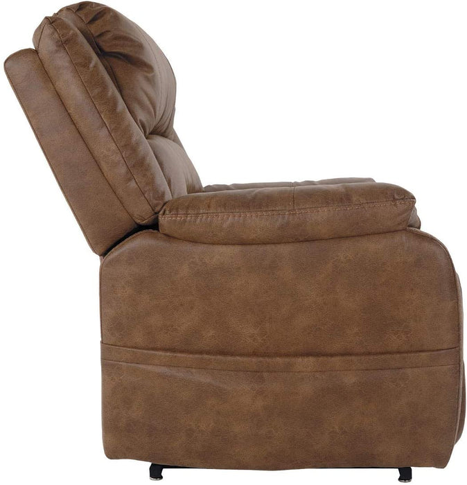 Yandel Brown Faux Leather Electric Power Lift Recliner