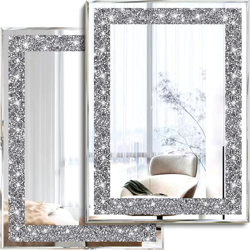 Silver Crush Diamond Wall Mirrors Decor Set