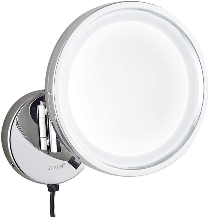 Wall Mounted Makeup Mirrors, Chrome Illuminated Brass