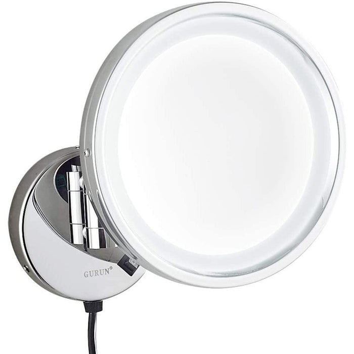 Wall Mounted Makeup Mirrors, Chrome Illuminated Brass