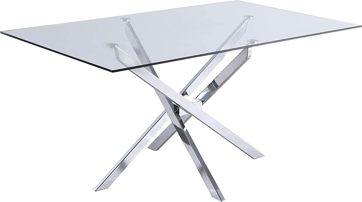 Contemporary Tempered Glass Top Dining Table