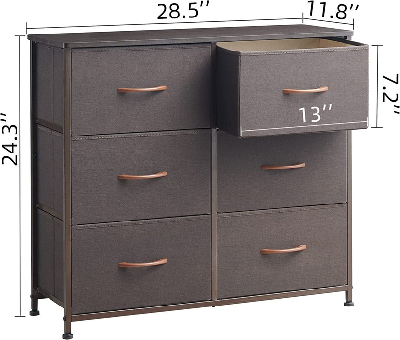 Coffee Brown/Dark Walnut 6 Drawer Wide Dresser