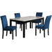 6-Person Dining Table with Faux Marble Top, Black Base
