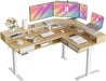 L-Shaped Standing Desk with LED Strip, 63", Natural