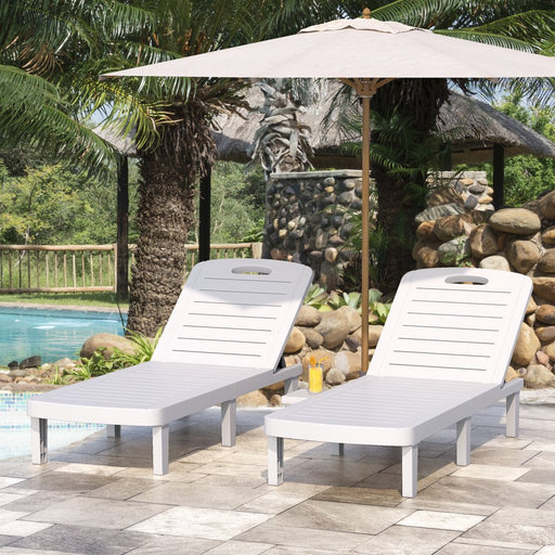 Set of 2 Patio Chaise Lounge, Outdoor Pool Lounge Chair for 2, Layout Chair Outdoor Furniture Adjustable with 5 Positions | Side Table | Max Weight Capacity 330 Lbs White