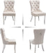 6-Piece Tufted Dining Room Chairs with Nailhead Trim, Beige