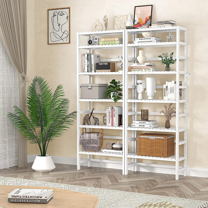 Adjustable 6-Tier Bamboo Bookshelf for Versatile Storage