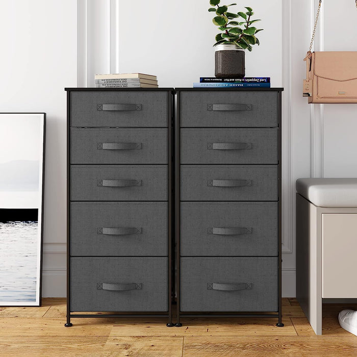 Gray 5-Drawer Storage Tower for Bedroom