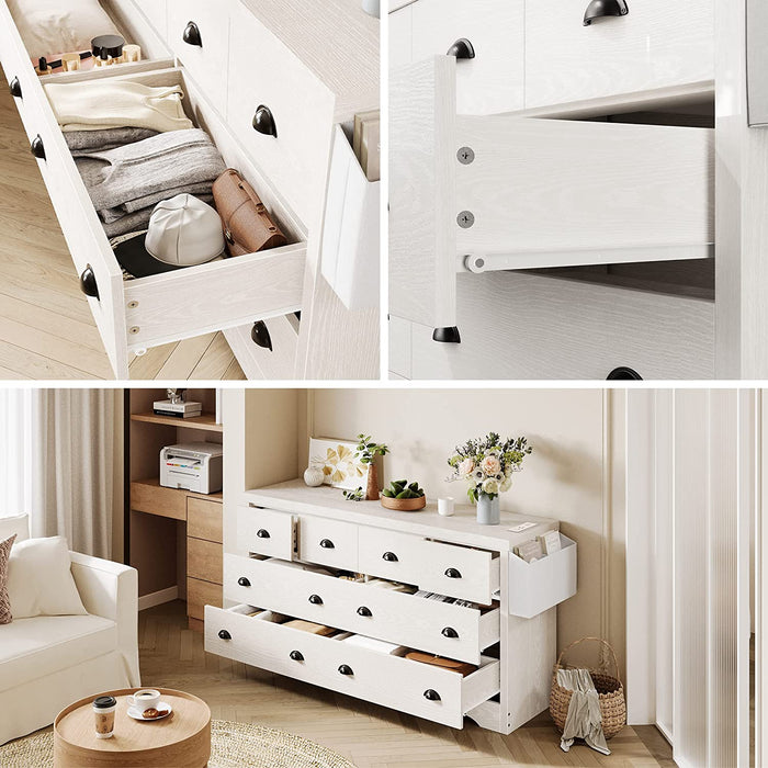 White 8-Drawer Dresser with Charging Port