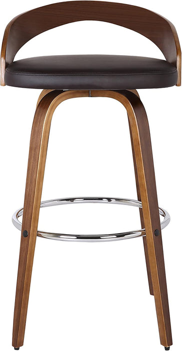 Sonia Barstool with Polyurethane Upholstery, 26″H, Walnut/Brown