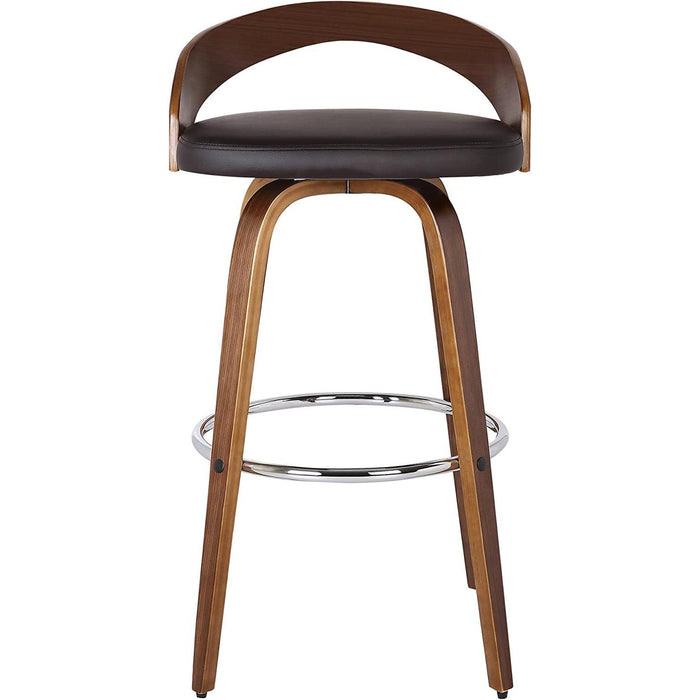 Sonia Barstool with Polyurethane Upholstery, 26″H, Walnut/Brown