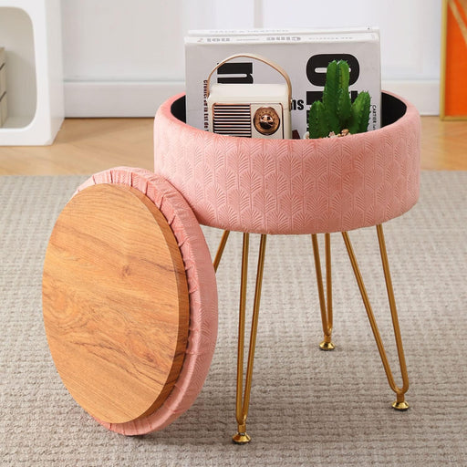Velvet Storage Ottoman with Removable Lid