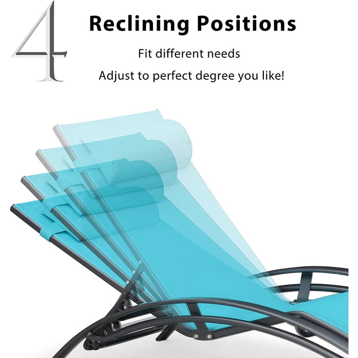 Patio Chaise Lounge Chair Set with 2 Side Table Outdoor Pool Adjustable Recliner Chairs for outside Beach Poolside Sunbathing Tanning Lounger