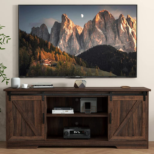 Modern Brown TV Stand with Storage Cabinet
