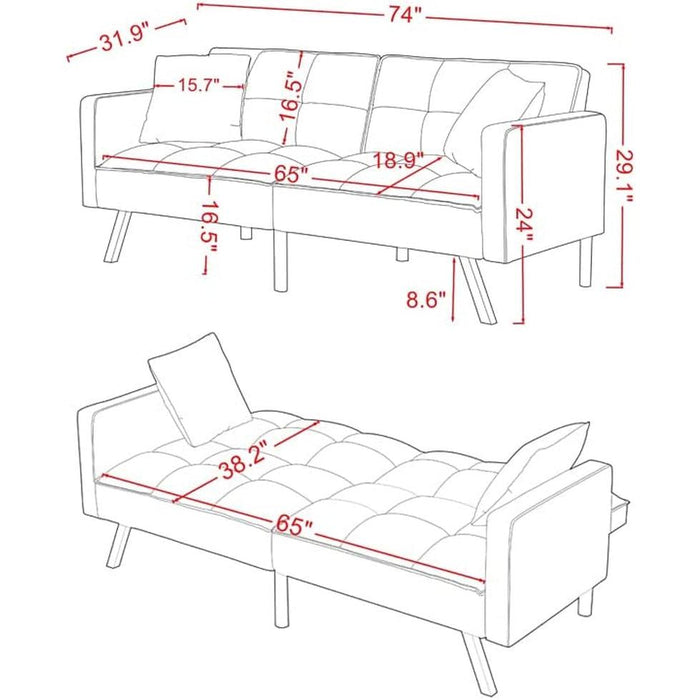 Adjustable Loveseat Sofa Bed with Metal Legs