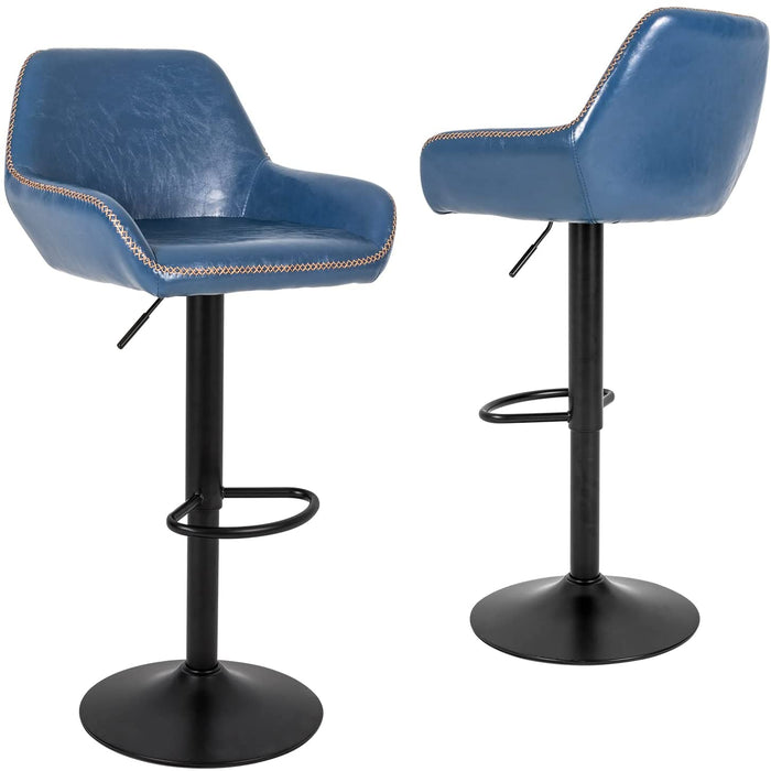 Modern PU Leather Barstools with Arms, Set of 2