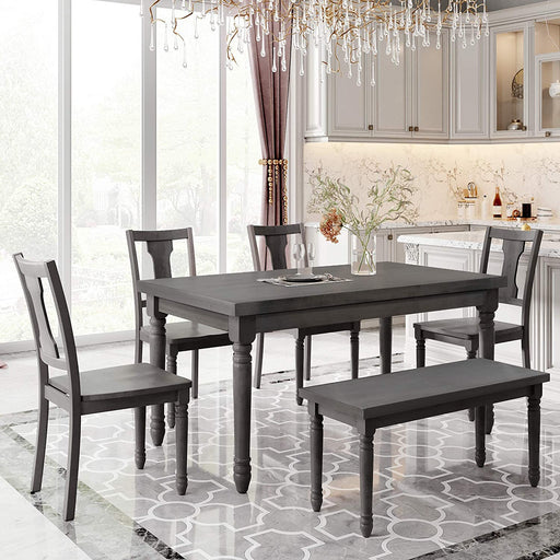 Dining Table Set for 6, 6 Piece Wood Kitchen Table Set