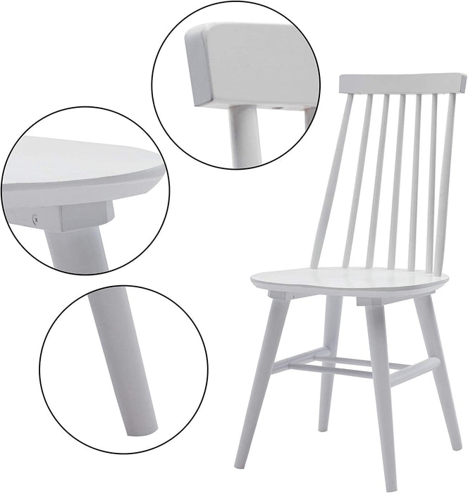 Set of 2 White Slat Back Dining Chairs