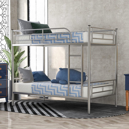 Splitable Twin Bunk Bed, Silver