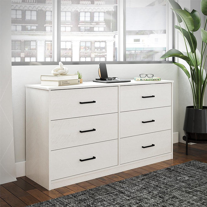 Edgewater 6-Drawer Dresser in White Oak