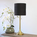 Gold/Black Tapered Fabric Drum Shade Table Lamp