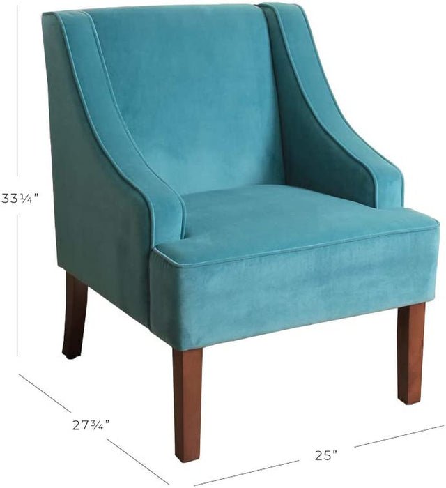 Teal Velvet Swoop Arm Chairs for Living Room