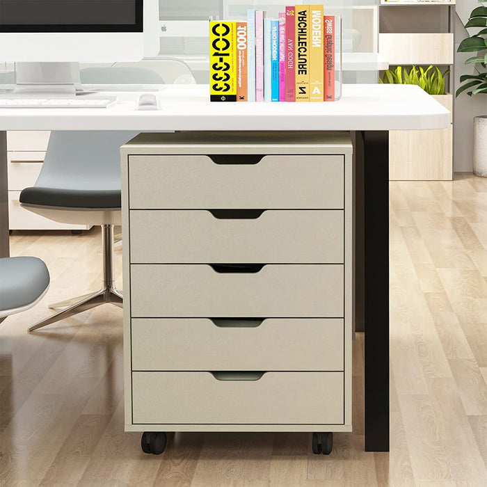 Beige Office Drawer with Printer Stand