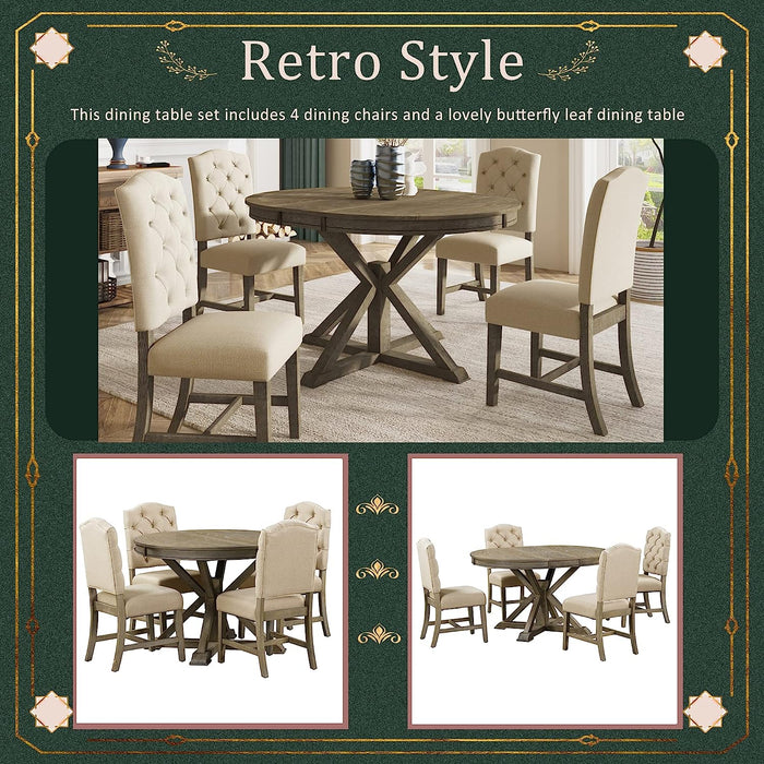 Retro Style 5-Piece Dining Table Set