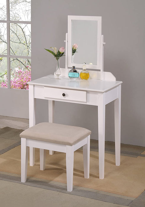 White Vanity Table and Stool Set