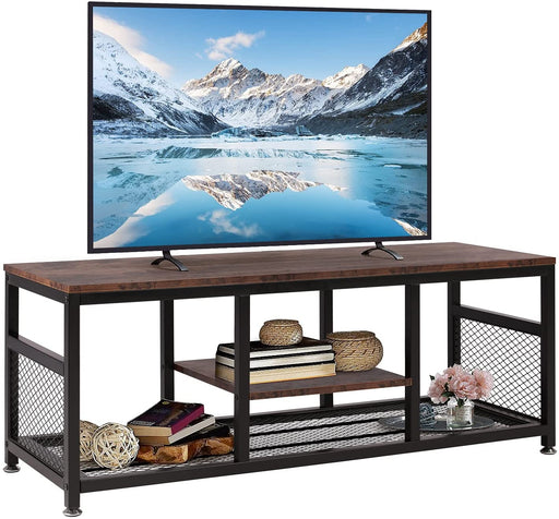 Rustic Brown TV Stand with Open Storage