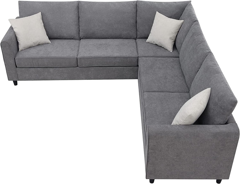Gray Modern Upholstered Sectional Sofa Set
