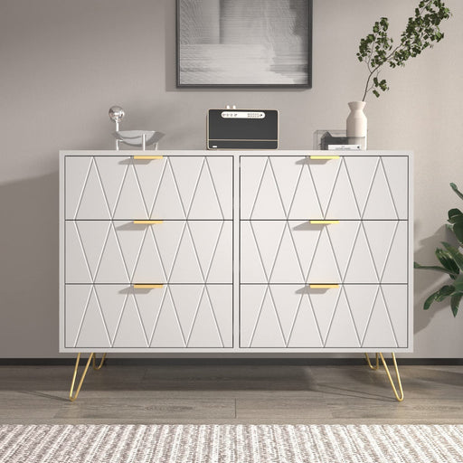 White 6-Drawer Modern Dresser Chest