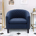 Blue Linen Barrel Chair with Nailheads and Legs