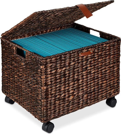 Portable Woven Filing Cabinet with Locking Wheels