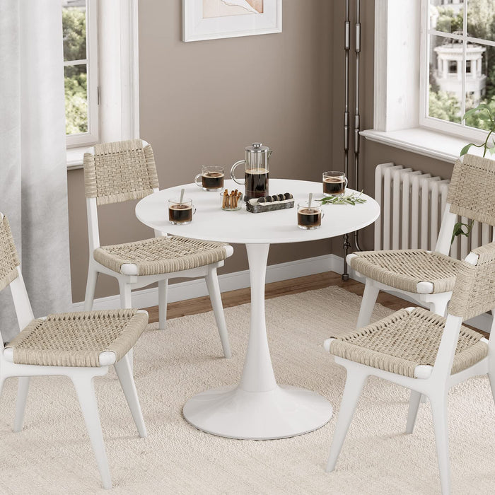 Modern round Tulip Dining Table, White